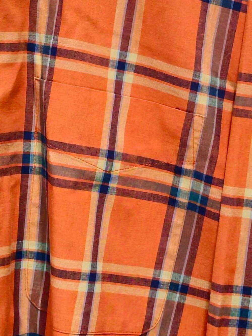Haggar Forever New Mens L/G Orange Plaid Button-Up Shirt Fade-Resistant Wrinkle - Picture 3 of 13